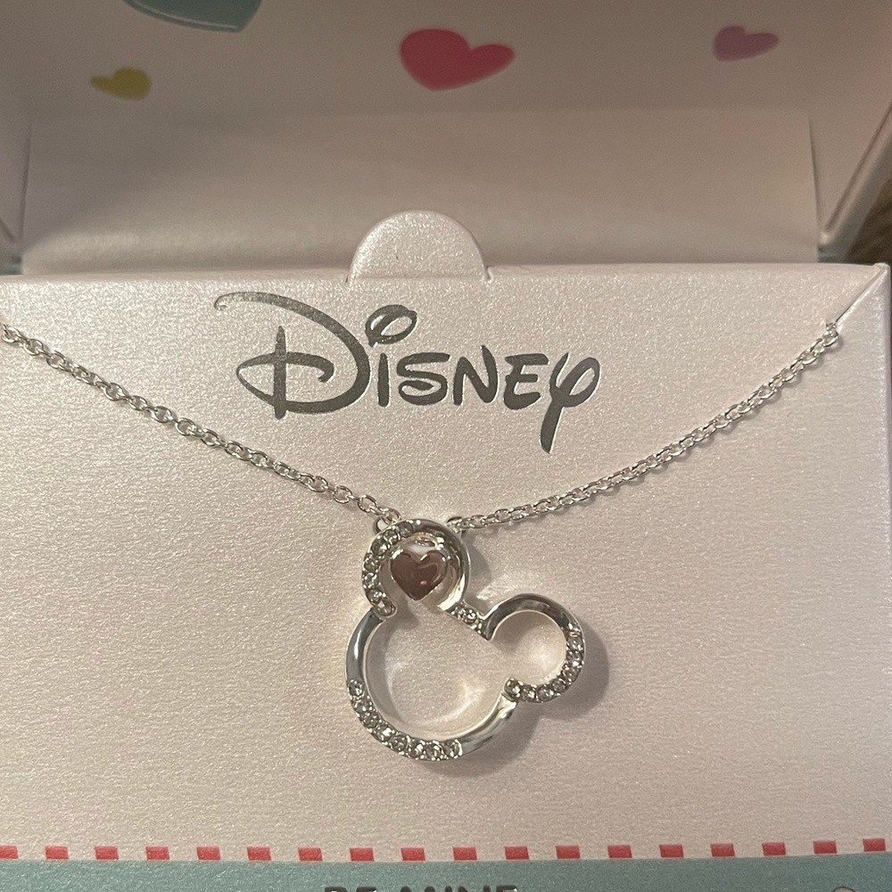 💰ON SALE NEW Disney Minnie Necklace by LA Rocks silver style. BLING V-Day!